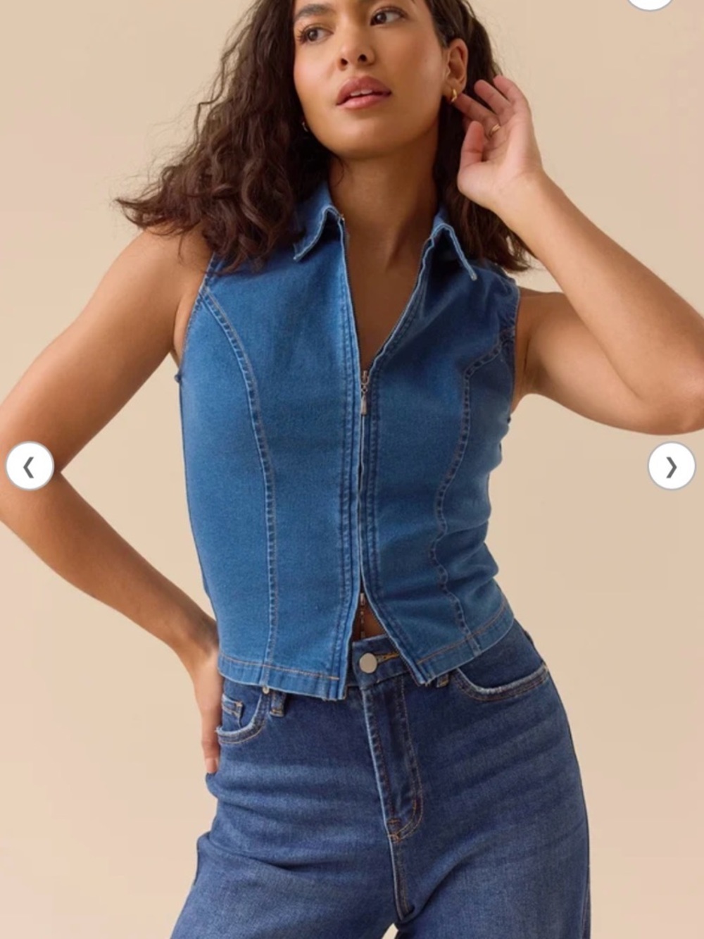 Saige Zip Up Denim Vest